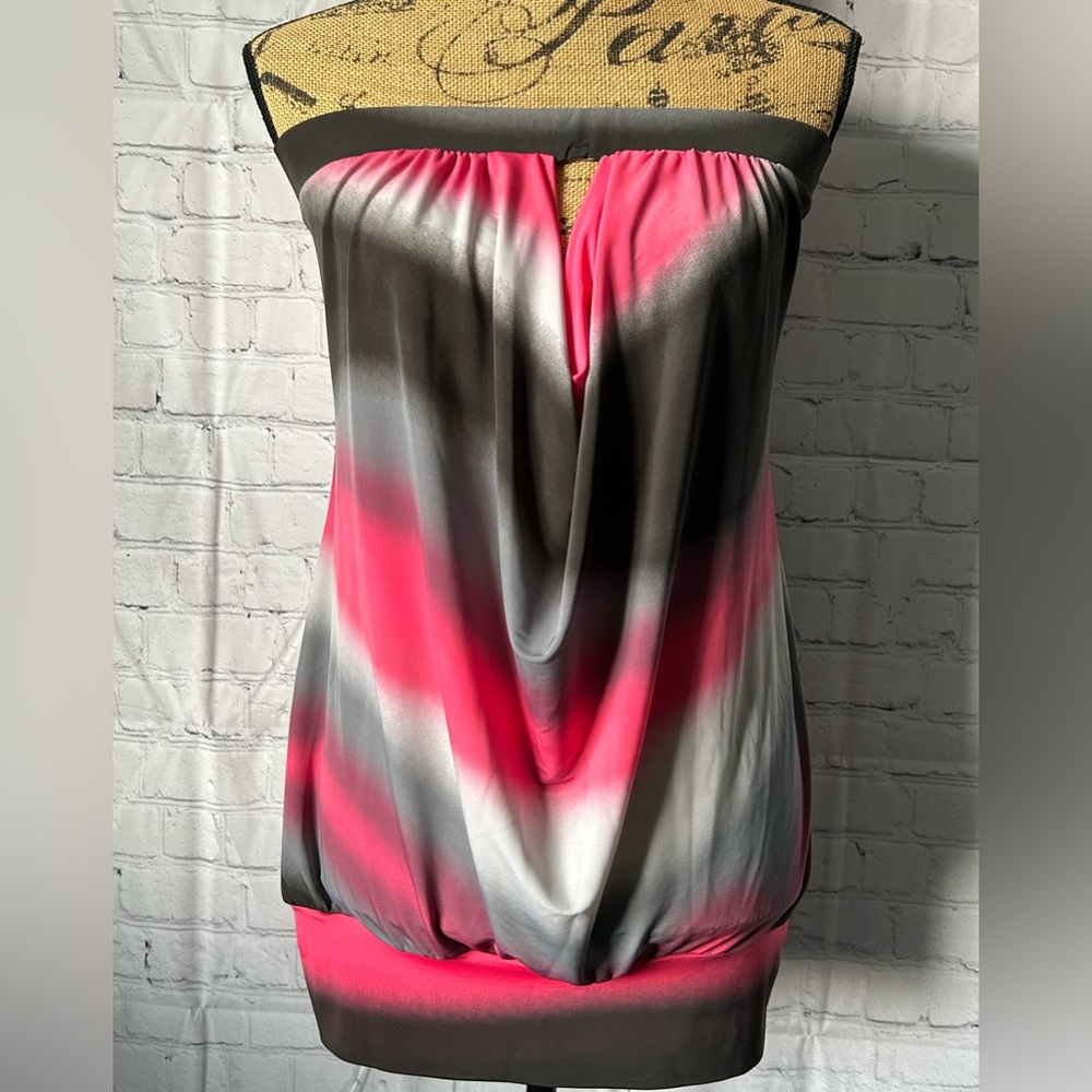 NWT Charlotte Russe Pink Gray & Black Tube Top